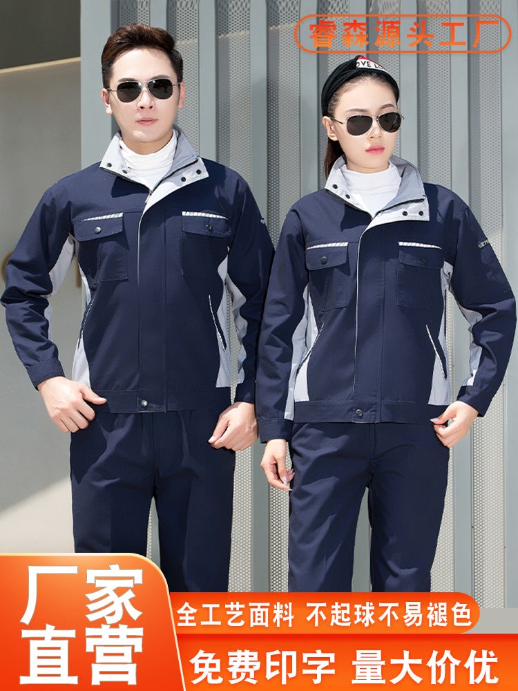 New Spring & Fall Thickeneded Anti-Scalding Welding Long-Sleeved Men'S Jacket Wear-Resistant Labor Protection Clothing Custom Logo Auto Repair Suit Overalls - Image 2